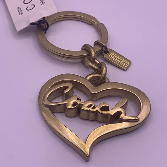 Coach Brass Script Heart Keychains - Picture 3 of 5